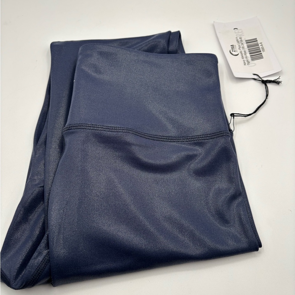 ZYIA Navy Blue Metallic 7/8 Leggings Women’s Size 6-8